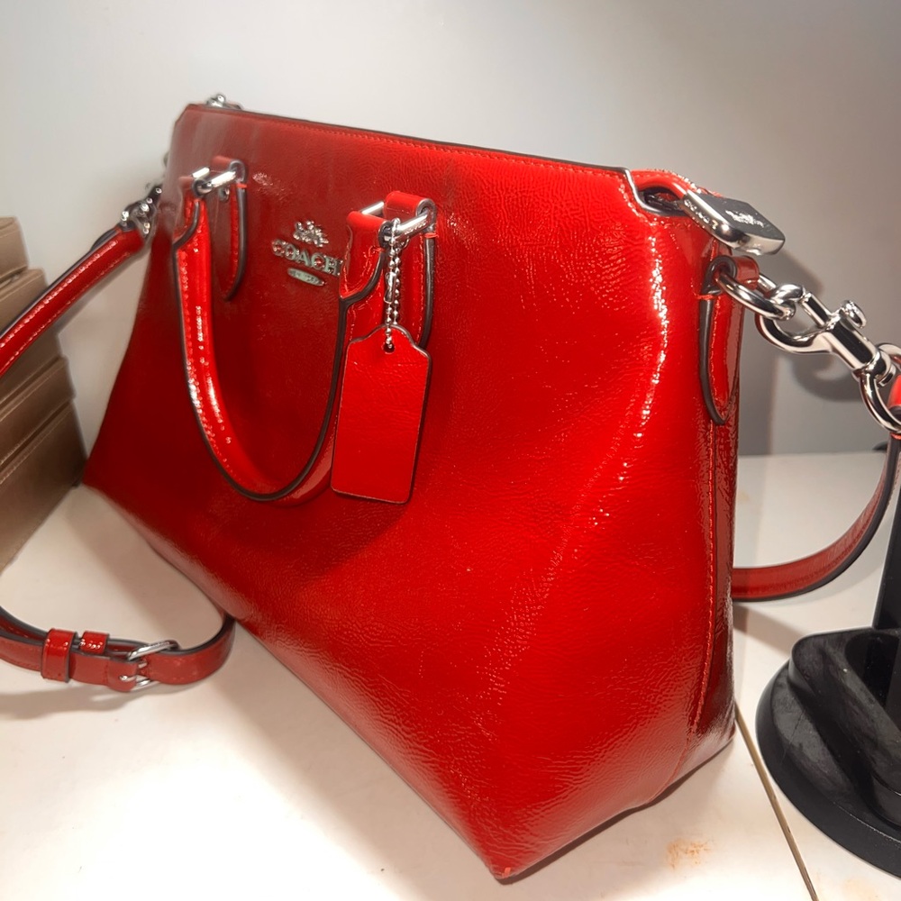 Coach Vibrant Red Patent Leather Shoulder Bag